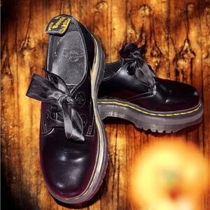 Dr. Martens Black Leather Ribbon Lace Shoes